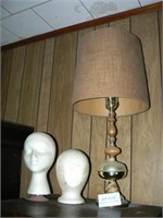 Vintage table lamp, 2 styrofoam wig heads