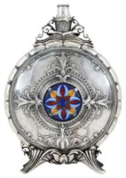 AUSTRO-HUNGARIAN 800 SILVER & ENAMEL MOON FLASK