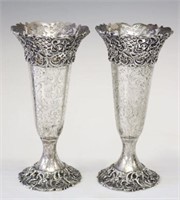 (2) AMERICAN STERLING SILVER TRUMPET VASES