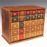 FRENCH LEATHER-CLAD FAUX BOOKS TABLE BOX