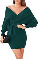 NEW (XL) Women's Sweater Dress Sexy V Neck