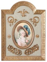 SIGNED PORTRAIT MINIATURE IN GILT METAL FRAME