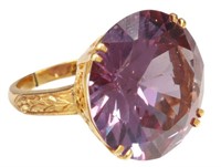 ESTATE GOLD & 30.00CT LAB ALEXANDRITE RING