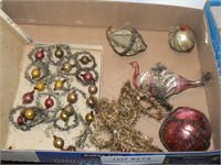 Flat of wire-wrapped antique ornaments