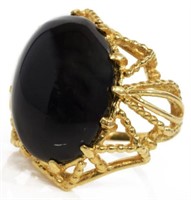 ESTATE 14KT YELLOW GOLD ONYX CABOCHON RING