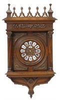 FRENCH GOTHIC REVIVAL WALNUT CASED WALL CLOCK