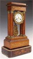 FRENCH MARQUETRY STRIKING PORTICO CLOCK