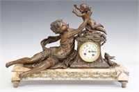 FRENCH FIGURAL MANTEL SHELF CLOCK