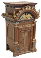 RELIGIOUS WOOD & CAST IRON MOUNTED TABERNACLE