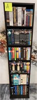 11 - LARGE LOT OF DVDS & BOOKCASE (A)