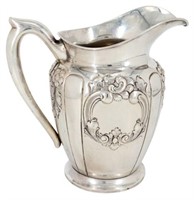 FISHER HAND CHASED STERLING SILVER WATER PITCHER