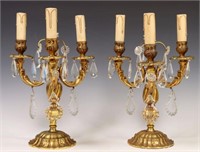 (2) FRENCH LOUIS XV STYLE BRONZE DORE GIRANDOLES