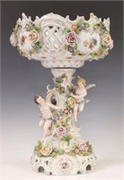 DRESDEN PORCELAIN WINGED PUTTI CENTERPIECE COMPOTE