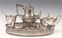 (4) GORHAM 'PLYMOUTH' STERLING TEA SERVICE & TRAY