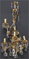 LARGE FRENCH GILT METAL & CRYSTAL SIX-LIGHT SCONCE