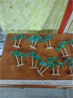 Vintage Green Plastic Free Standing Toy Trees
