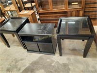 Pair end tables and tv stand- tables- 2ft sq, 25"