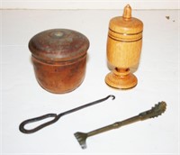 Wooden Turnings, Pie Crimper, Button Hook