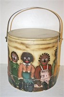 Lg. Wooden Decorated Firkin By Nancy Capuano -