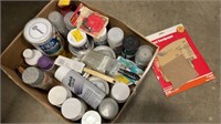 Assortment of Paint, Spray Paint, Brushes, Sand