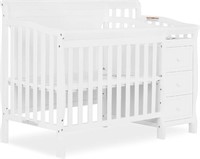 4-in-1 Mini Convertible Crib And Changer in White