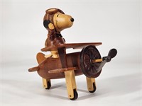 HANDMADE WOOD CARVED SNOOPY RED BARON