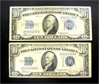 1934, 1934C $10 SILVER CERTIFICATES LOT OF TWO