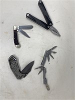 assorted pocket knives and multi tools