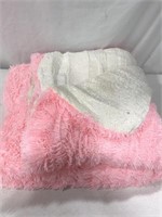 FLUFFY PINK BLANKET & PILLOW CASES 60x86IN 3PC