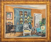 John Hulse Interior Scene Oil on Canvas