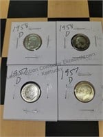 4 silver dimes see photos for dates