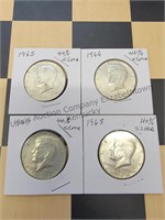 4 Silver Clad Kennedy half dollars see photos for