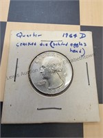 1964 silver quarter with cracked die per owner