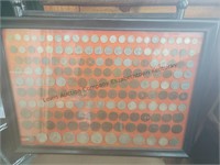 Framed coin collection Both American and foreign