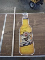 Miller genuine draft metal beer bottle sign.