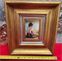 11 - GOLD FRAMED ART OF A LADY  17 X 15