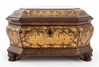 Chinese Export Gilt Lacquered Wood Tea Caddy