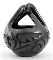 Helen Shupla Santa Clara Blackware Pottery Vase