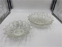 2 Federal glass petal bowls