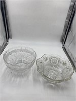 crystal fruit bowl and cut glass bowl