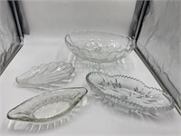 Indiana glass 4 footer fruit bowl and misc glass