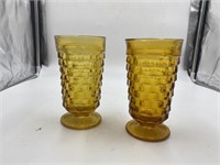 2 Indiana/Colony whitehall amber iced tea glasses