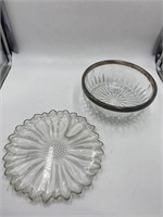 vintage cut glass bowl and sunflower plate