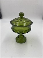 vintage green indiana glass kings crown