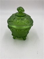 vintage jeannette glass frosted green footed