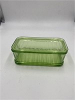 green depression glass uranium refrigerator dish