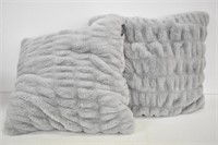 2 PLUSH GREY PILLOWS BY COUTURE