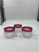 Kings crown ruby red thumbprint coffee cups