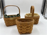 3 miniature Longaberger baskets
