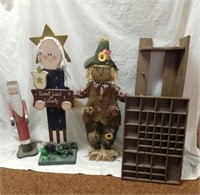 Wooden Santa, Lady Liberty, Scarecrow, Shadow Box